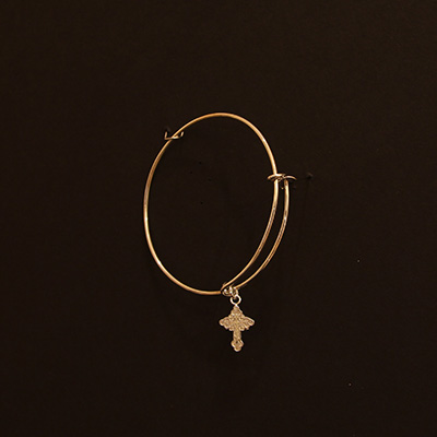 Bangle Bracelet, Pure Silver, with Small 4S Serbian Cross